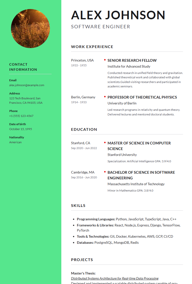 Elegant Split CV preview